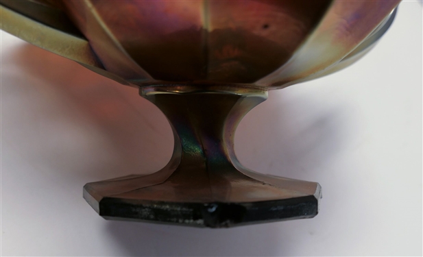 2 Pieces of Carnival - 8 Footed Bowl with Roses and Footed Compote 4 Tall 7 Across - Has Chip on Foot 