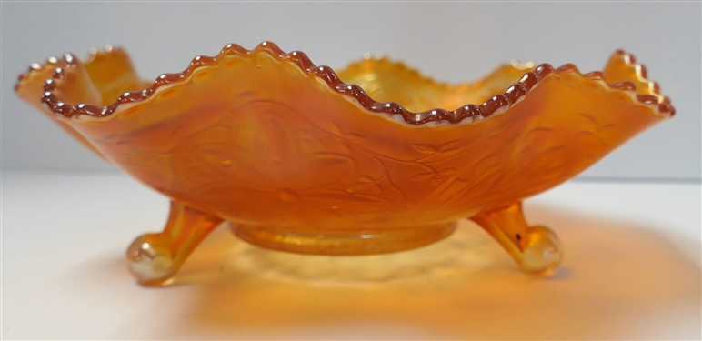 Marigold Carnival Footed Bowl - Measures 3 1/2 Tall 10 Across