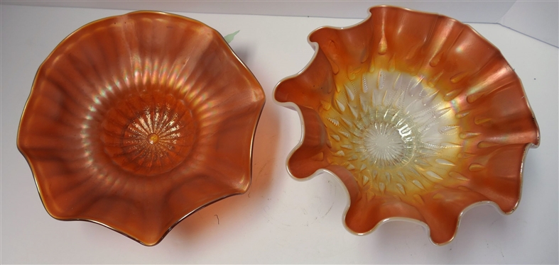 2 Pieces of Marigold Carnival - Northwood Bowl 8 1/4 Across and Footed Teardrop Bowl - Measuring 4 Tall 8 Across