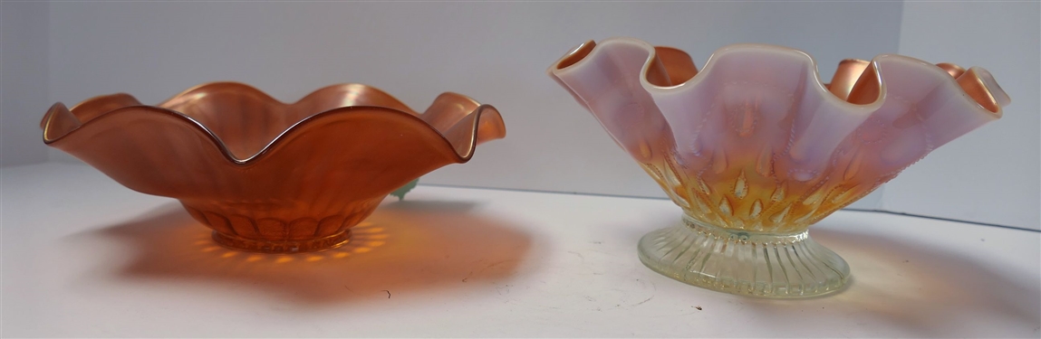 2 Pieces of Marigold Carnival - Northwood Bowl 8 1/4 Across and Footed Teardrop Bowl - Measuring 4 Tall 8 Across