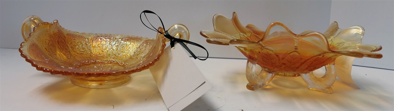 2 Pieces of Marigold Carnival - Nappy Measuring 6 Across and Northwood Footed Bowl Measuring 8 Across