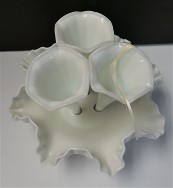 Milk Glass Epergne - Bowl Measures 4 tall 9 Across - 7 1/2 Overall Height 
