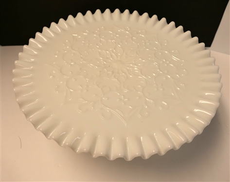 Beautiful Fenton Ruffled Edge Cake Stand - Measures 5 Tall 12 1/2 Across