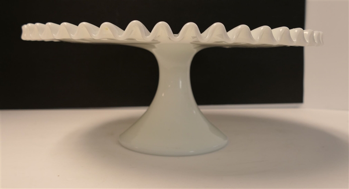 Beautiful Fenton Ruffled Edge Cake Stand - Measures 5 Tall 12 1/2 Across
