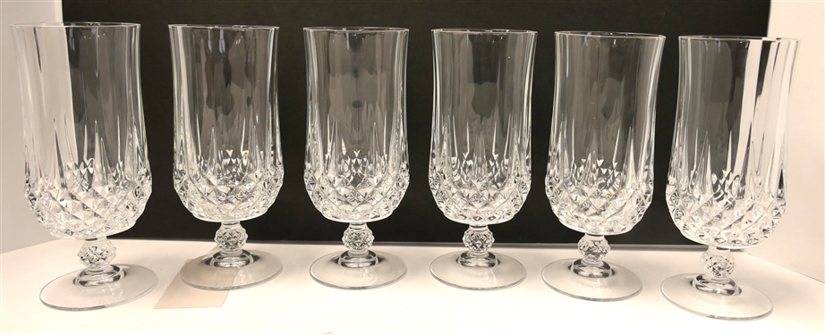 6 Longchamps Glasses - Measuring 7 Tall - 1 Has Chip 