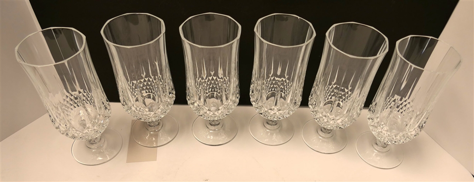 6 Longchamps Glasses - Measuring 7 Tall - 1 Has Chip 