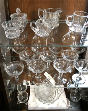 Lot of Heisey including Champagne Coupes, Cream & Sugar Sets, Bowls, and Cups