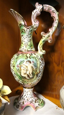 5 Pieces of Capodimonte - 13 Pitcher with Cherubs, 7 Basket of Flowers - 1 Flower Has Broken Petals