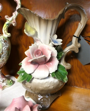 5 Pieces of Capodimonte - 13 Pitcher with Cherubs, 7 Basket of Flowers - 1 Flower Has Broken Petals