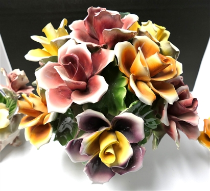 3 Pieces of Capodimonte - Large Flowers, 14 Tall, Small Flowers - 6 Tall, and Other Flowers 9 Tall with Original Tag