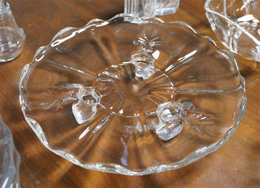 14 Pieces of Fostoria Baroque Glassware and Pair of Fostoria Century Salt and Pepper Shakers - Divided Dish Measures 12 by 7 1/2 Plates Measure 7 