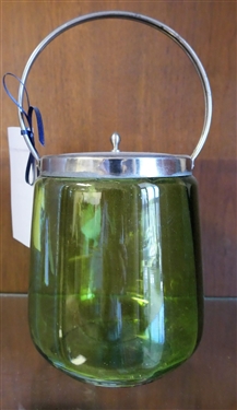 Olive Green Victorian Biscuit Jar - Measures 6 Tall 5 Wide - Not including Handle