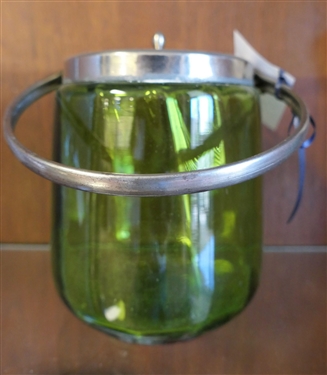 Olive Green Victorian Biscuit Jar - Measures 6 Tall 5 Wide - Not including Handle