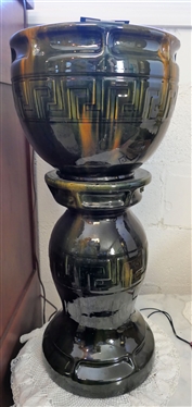 Jardinière and Pedestal with Greek Key Decoration - Measures 25 1/2 Tall 11 3/8 Across