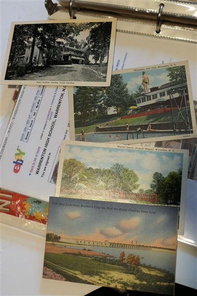 Binder Full of Post Cards and Ephemera -Turn of the Century Local Post Cards From Warrenton, Lewisburg, Raleigh . Also Including Kentucky, University of Virginia, North Carolina Coast, Japan,...