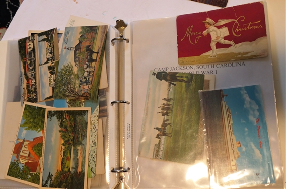 Binder Full of Post Cards and Ephemera -Turn of the Century Local Post Cards From Warrenton, Lewisburg, Raleigh . Also Including Kentucky, University of Virginia, North Carolina Coast, Japan,...