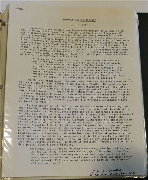 9 Pages of Alstons Roanoke Valley Railway Information, Poems  and 8" by 10"  Photographs of Bridge and Train Photos Dated 1906-1918, Railway Workers, Townsville Railway, Engine Photo, 