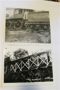 9 Pages of Alston's Roanoke Valley Railway Information, Poems  and 8 by 10  Photographs of Bridge and Train Photos Dated 1906-1918, Railway Workers, Townsville Railway, Engine Photo, 