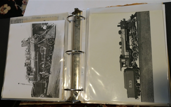 10 Pages of Alston's Research, Information, Ephemera, and Photos including Warrenton, Seaboard Airline Receipts and Luggage Tag, Post Cards, 8 by 10 Photographs, Brochure,  Warrenton Railroad...