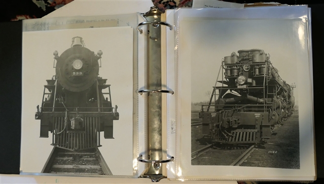 10 Pages of Alston's Research, Information, Ephemera, and Photos including Warrenton, Seaboard Airline Receipts and Luggage Tag, Post Cards, 8 by 10 Photographs, Brochure,  Warrenton Railroad...