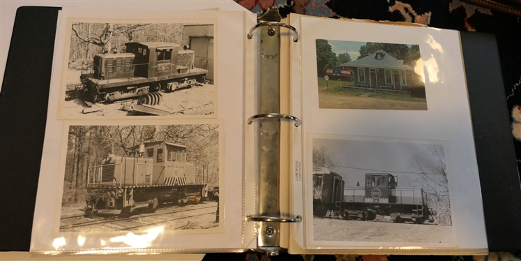 Pages of Alston's Railroad information Including Photos 5 by 7, Postcards, General Information about the B&W Railroad and  Alphabetic Listings of Train Information, Newspaper Clippings, and 8 by...