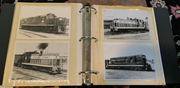 Pages of Alston's Railroad information Including Photos 5 by 7, Postcards, General Information about the B&W Railroad and  Alphabetic Listings of Train Information, Newspaper Clippings, and 8 by...