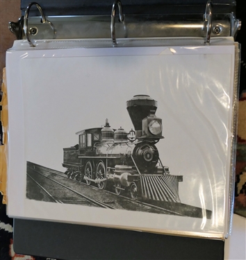 Pages of Alston's Railroad information Including Photos 5 by 7, Postcards, General Information about the B&W Railroad and  Alphabetic Listings of Train Information, Newspaper Clippings, and 8 by...