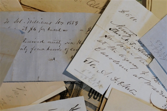 Important Collection of Alston Papers Dating From  1830's - 1870's including Letters, Receipts, Contracts and Documents - Letters Pertaining to Gold and Minerals, Payments of Overseer's Services,...
