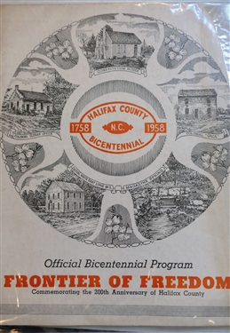 Halifax County Bicentennial 1758-1958 Official Program, Medoc Vineyards - Halifax County, NC 1900 Letter, Bute County Committee of Safety Minutes 1775-1776 (Reprint), and The Journal of The...