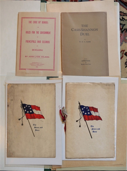 "History of the Stars and Bars" 1913 - Paperbound Booklet with Original Ribbon Binding, "The Stars and Bars" 1918 Booklet, "The Code of Honor or Rules For The Government of Principals and Seconds...