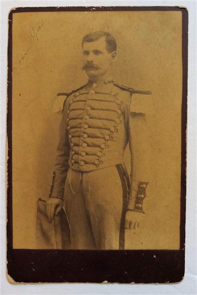 Cabinet Card Photograph of Johnnie Speed in Uniform  - Laurel - Franklin Co, NC - Measures 6 1/2" by 4 1/4" 