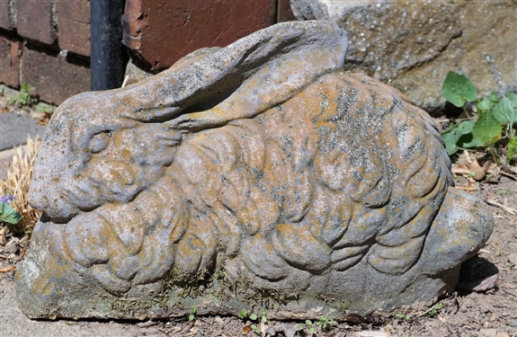 Concrete Rabbit Figure - Measures 9 tall 13 long