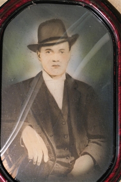 Hand Colored Photograph of William Henry Pleasants (1869-1918) - Louisburg, NC - Framed in Bowed Glass Frame - Frame Measures 18 by 12 