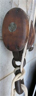 Two Fold Purchase Block and Tackle - Boston and Lockport Block Company - Each Wood Block Measures 6 