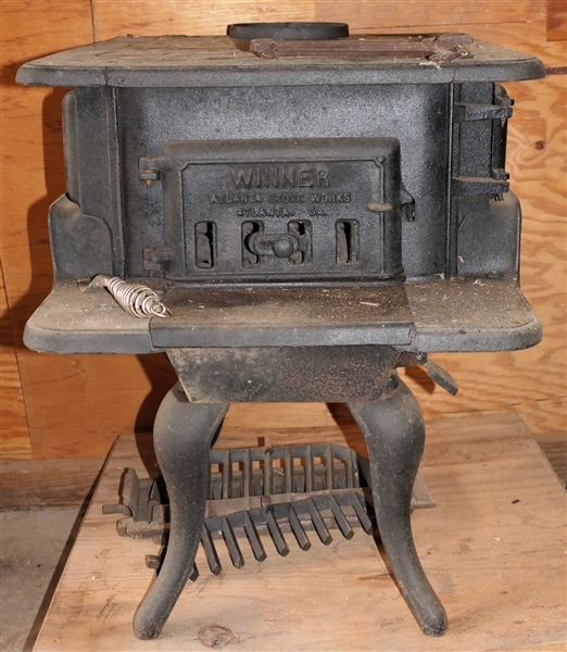 Atlanta Stove Works "Winner" Cast Iron Cook Stove - Good Condition with All Covers, Lift Handle, and Grates- Clean Inside - Measures 28" tall 22" by 29" 