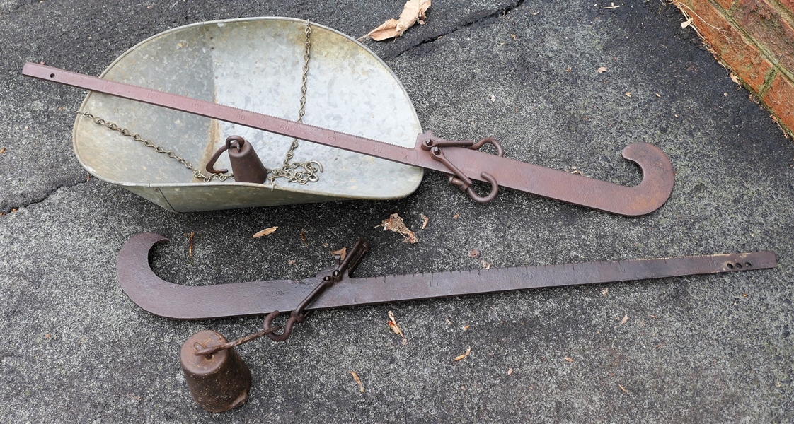 2 Scales with  Weights and 1 Galvanized Pan