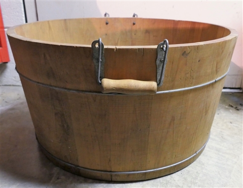 Wood Tub - Wood Bail Handles - Measures 11 1/2 tall 21 1/2 Across