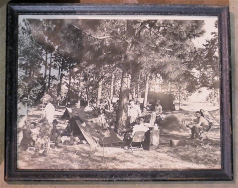 US Military Shovel, Backpack, Duffel Bag, Camo Vest, Pack, and Photograph of Co B 119th INF 30th Div. NC National Guard - 1948- 1952 Summer Camp