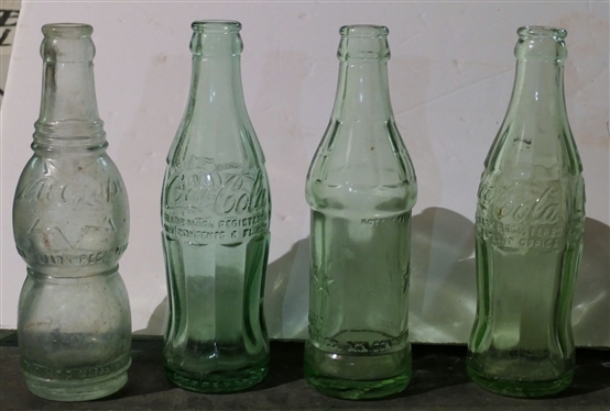 4 North Carolina Drink Bottles - Nu-Grape Henderson, NC, 2 Henderson, NC Coke Bottles, and Unusual Weldon, NC Coca Cola Bottle with Stars