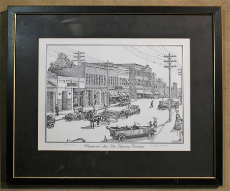Henderson Sees The Roaring Twenties Pencil Signed and Numbered 427/500 Print by Stan Coss - Framed and Matted - Frame Measures 15 1/4 by 18 1/4