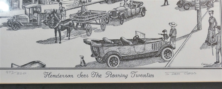 Henderson Sees The Roaring Twenties Pencil Signed and Numbered 427/500 Print by Stan Coss - Framed and Matted - Frame Measures 15 1/4 by 18 1/4