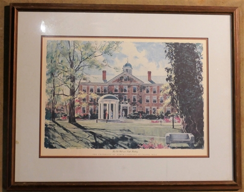 The University of North Carolina at Chapel Hill - The Old Well and South Building Framed and Double Matted Print - Frame Measures 22 by 27 