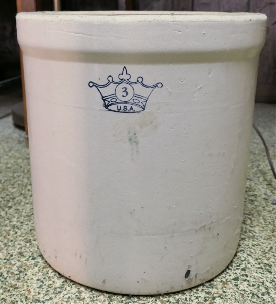 3 Gallon USA Stone Crock with Blue Crown 
