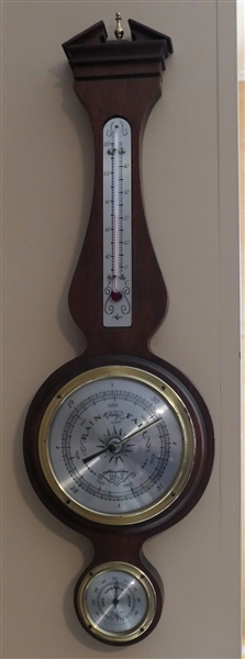 Airguide Barometer and Thermometer on Wood Plaque  - Measures 23" by 7"
