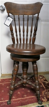 High Back Piano Stool - Fancy Feet - Measures 35" Tall 