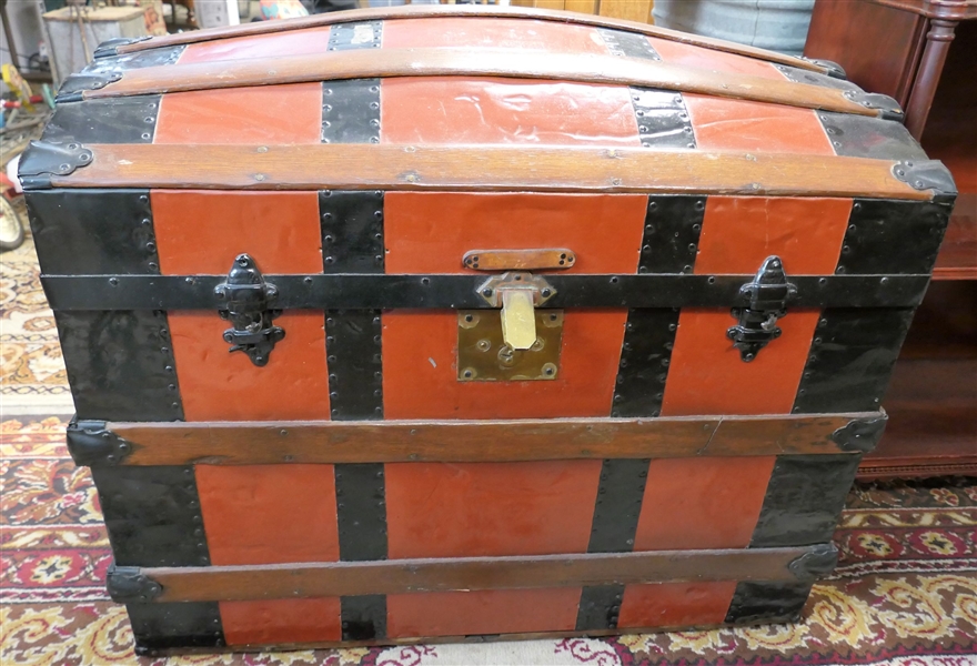 Nice Large Round Top Trunk - Measures 26" tall 36" by 20" 