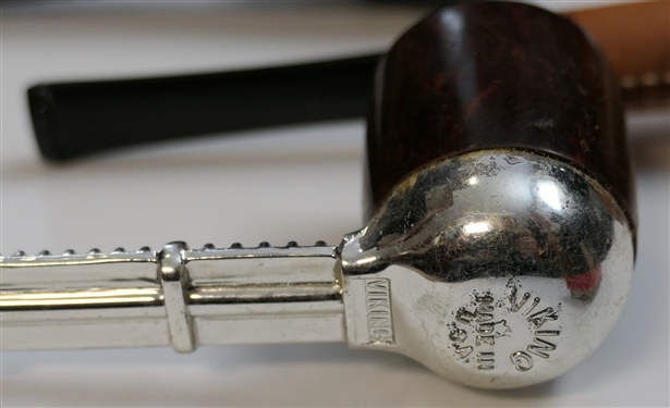 5 Smoking Pipes - Missouri Meerschaum Pipe, Longchamp France Leather Pipe, Waldorf, Viking, and Mighty Midget Pipe in Original Box