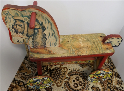 Metal Masters Toys -  Horse Ride On Toy - Tin Litho Wheels - Measures 17 Tall 19 Nose to Tail 