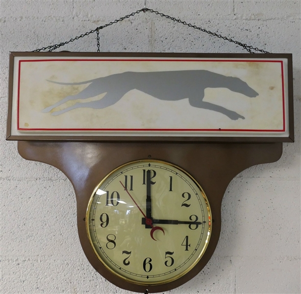 Greyhound Lighted Clock - From Martinsville, VA Station - Clock and Light Works - Measures 21" by 25" 