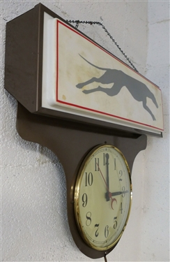 Greyhound Lighted Clock - From Martinsville, VA Station - Clock and Light Works - Measures 21 by 25 